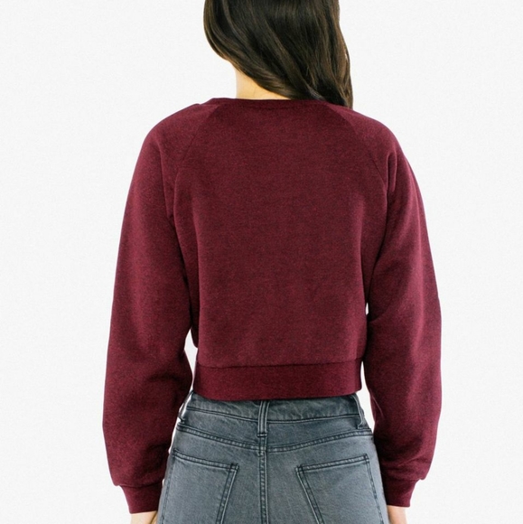 *Purple* Peppered Fleece Cropped Pullover Sweater - Picture 3 of 7